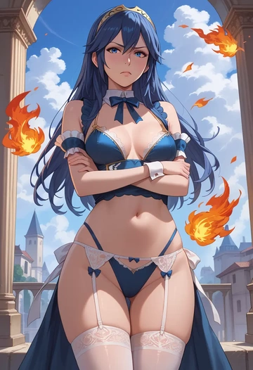 fire_emblem,lucina_(fire_emblem),maid, sexy, stockings,panties  - AI generated anime art