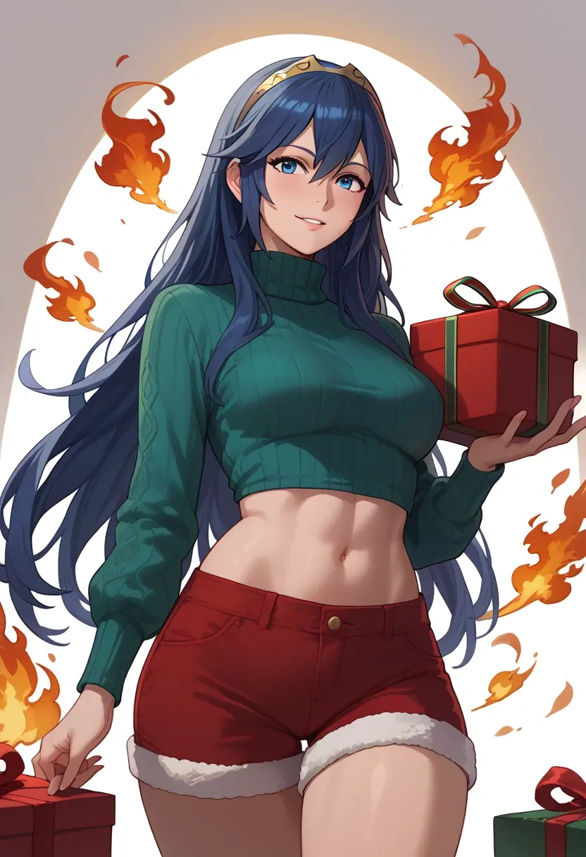 fire_emblem,lucina_(fire_emblem),Christmas,red velvet shorts,turtleneck sweater  - 