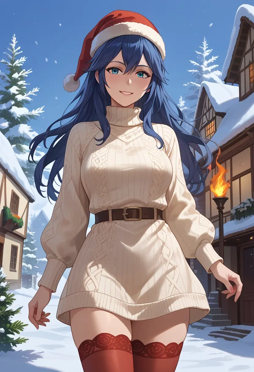 fire_emblem,lucina_(fire_emblem),Christmas,sweater dress,stockings  - 