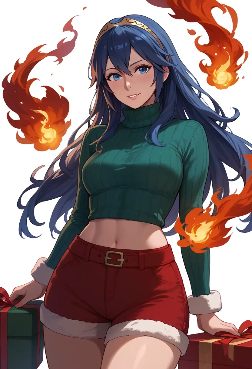 fire_emblem,lucina_(fire_emblem),Christmas,red velvet shorts,turtleneck sweater  - 