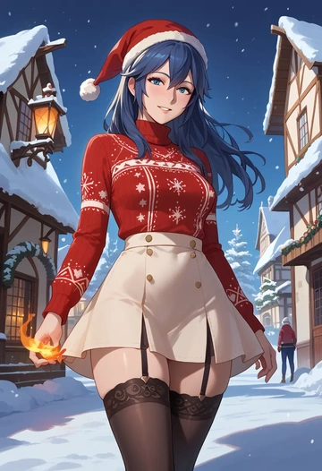 fire_emblem,lucina_(fire_emblem),sweater,stockings,Thigh garters  - AI generated anime art