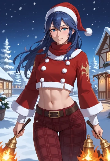 fire_emblem,lucina_(fire_emblem),Christmas,plaid trousers  - AI generated anime art