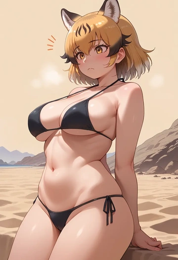 kemono_friends,lucky_beast_(kemono_friends),black bikini  - AI generated anime art