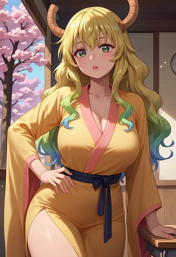 kobayashi-san_chi_no_maidragon,lucoa_(maidragon),kimono  - AI generated anime art