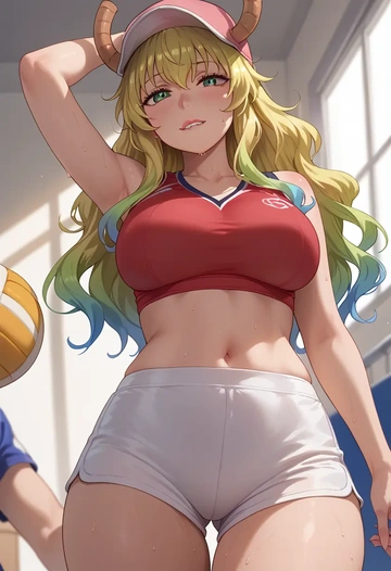 kobayashi-san_chi_no_maidragon,lucoa_(maidragon),volleyball uniform  - AI generated anime art