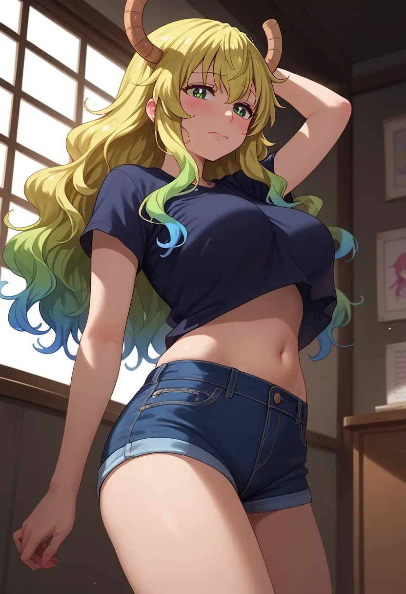 kobayashi-san_chi_no_maidragon,lucoa_(maidragon),denim shorts  - 