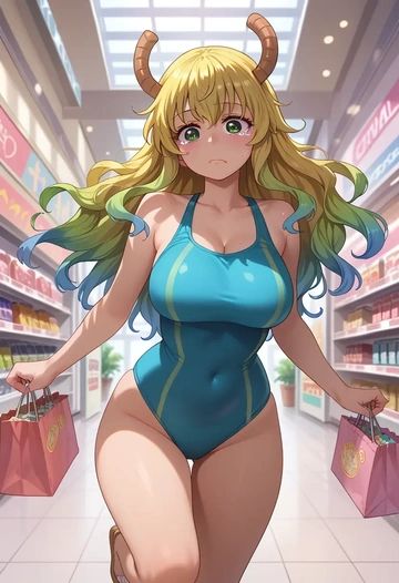 kobayashi-san_chi_no_maidragon,lucoa_(maidragon),swimsuit,sexy  - AI generated anime art