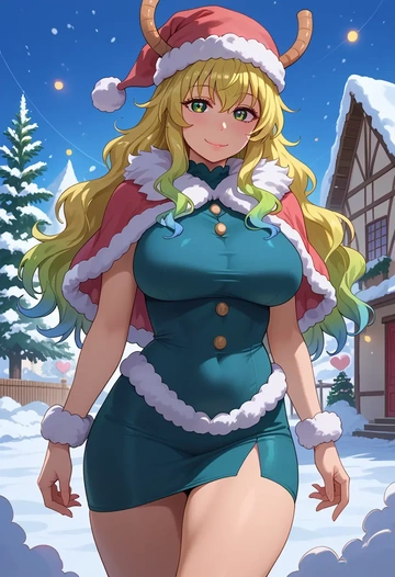 kobayashi-san_chi_no_maidragon,lucoa_(maidragon),Christmas,dress  - AI generated anime art