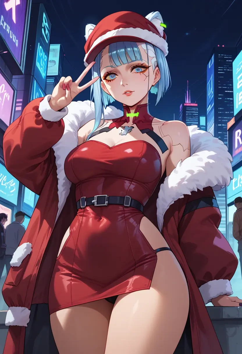 cyberpunk_(series),lucy_(cyberpunk),Christmas,red velvet dress  - 