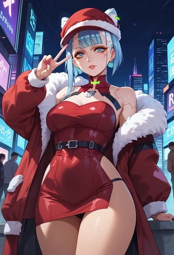 cyberpunk_(series),lucy_(cyberpunk),Christmas,red velvet dress  - AI generated anime art