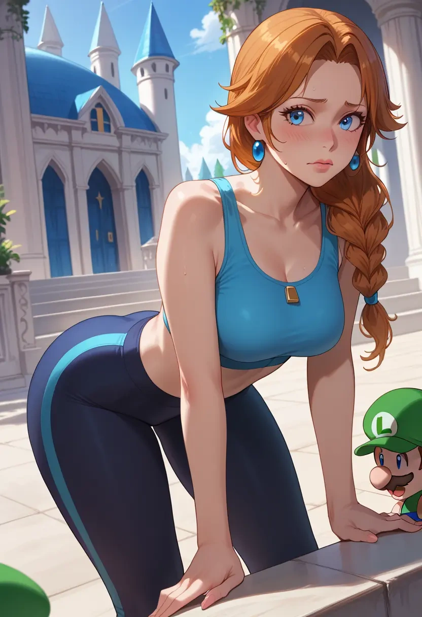 mario_(series),luigi,yoga shorts, bra  - 