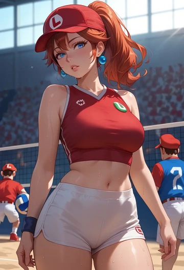 mario_(series),luigi,volleyball uniform  - AI generated anime art