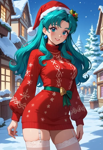 urusei_yatsura,lum,sweater,stockings,Thigh garters  - AI generated anime art