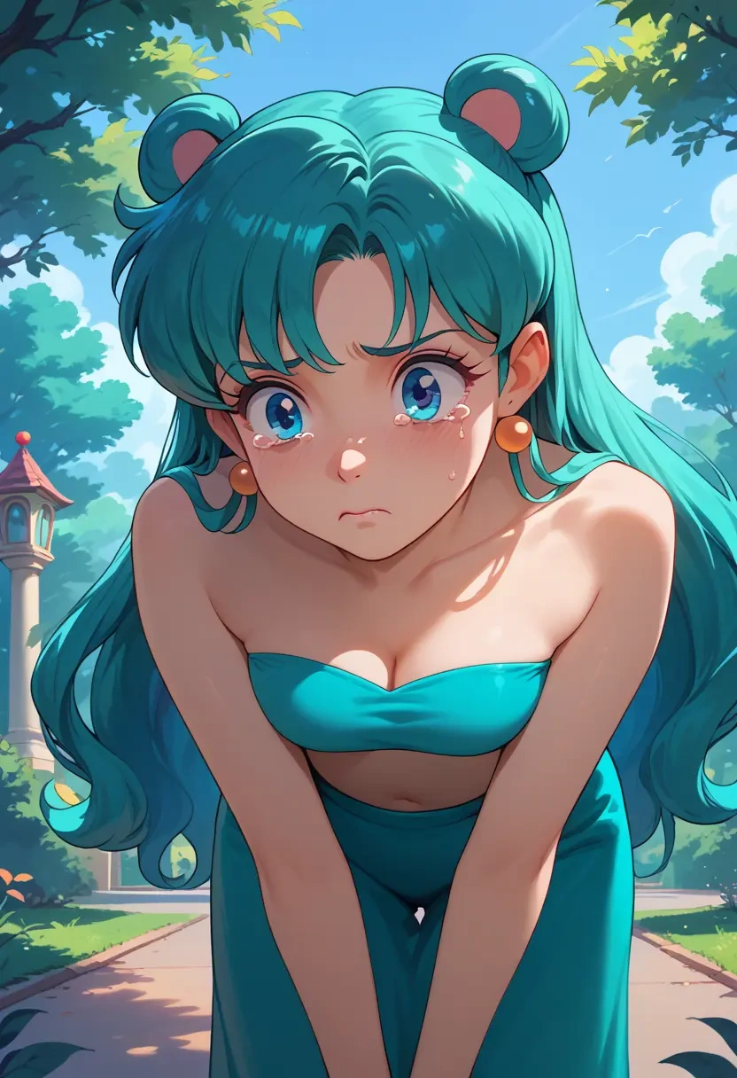 urusei_yatsura,lum,tube top,jogger shorts  - 