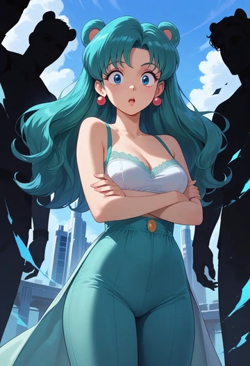 urusei_yatsura,lum,pants,wide-leg,strappy top  - AI generated anime art