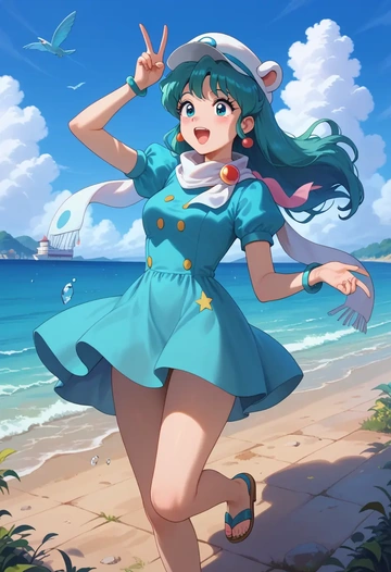 urusei_yatsura,lum,spring,elegant woman,bodycon dress  - AI generated anime art