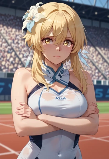 genshin impact,lumine_(genshin_impact),athletic  - AI generated anime art