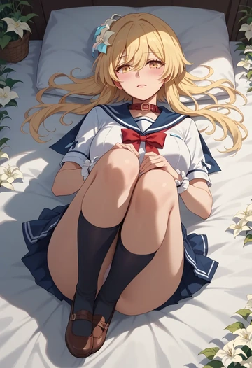 genshin impact,lumine_(genshin_impact),sailor, uniform  - AI generated anime art