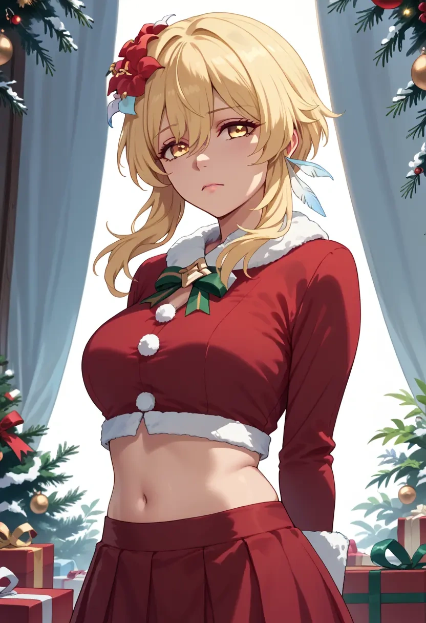 genshin impact,lumine_(genshin_impact),Christmas,skirt  - 