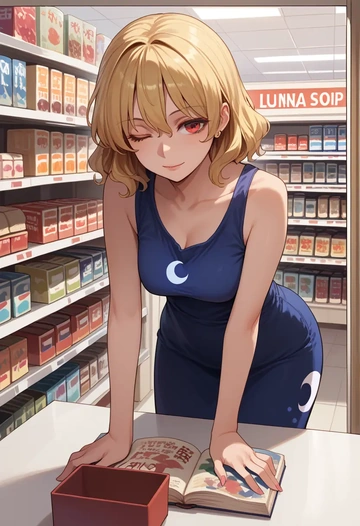 touhou,luna_child,abstract print tank,dolphin shorts  - AI generated anime art