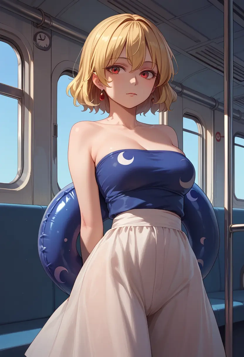 touhou,luna_child,tube top,jogger shorts  - 