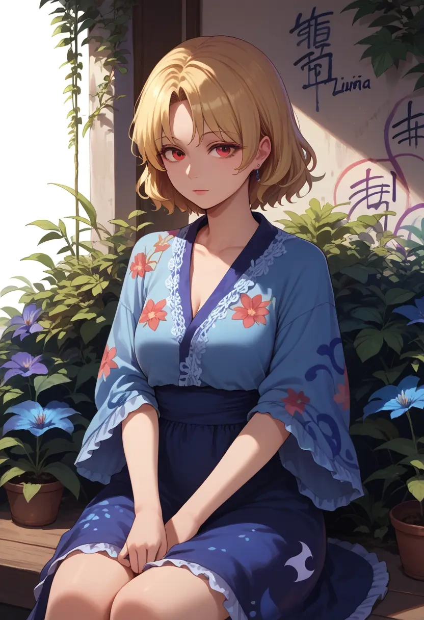 touhou,luna_child,floral graffiti blouse,dolphin shorts  - 