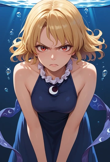 touhou,luna_child,dress,halter,layered tulle  - AI generated anime art