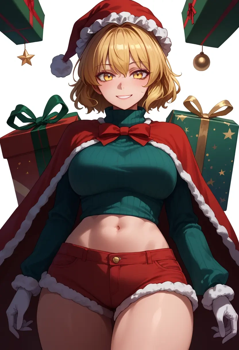 touhou,lunasa_prismriver,Christmas,red velvet shorts,turtleneck sweater  - 