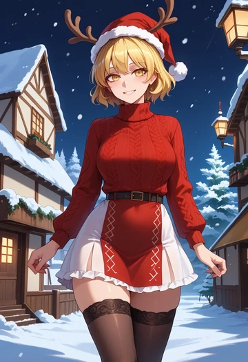 touhou,lunasa_prismriver,sweater,stockings,Thigh garters  - AI generated anime art