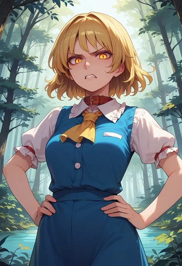 touhou,lunasa_prismriver,polo shirt,tennis skirt  - AI generated anime art