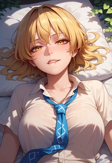 touhou,lunasa_prismriver,tie-dye shirt,dolphin shorts  - AI generated anime art