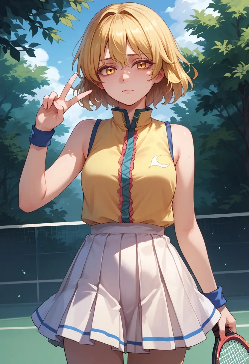 touhou,lunasa_prismriver,tennis dress,visor,trainers  - 