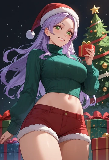 luo_xiaohei_zhanji,luo_xiaohei,Christmas,red velvet shorts,turtleneck sweater  - AI generated anime art