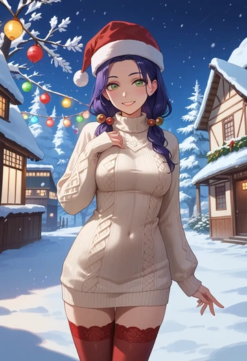 luo_xiaohei_zhanji,luo_xiaohei,Christmas,sweater dress,stockings  - AI generated anime art