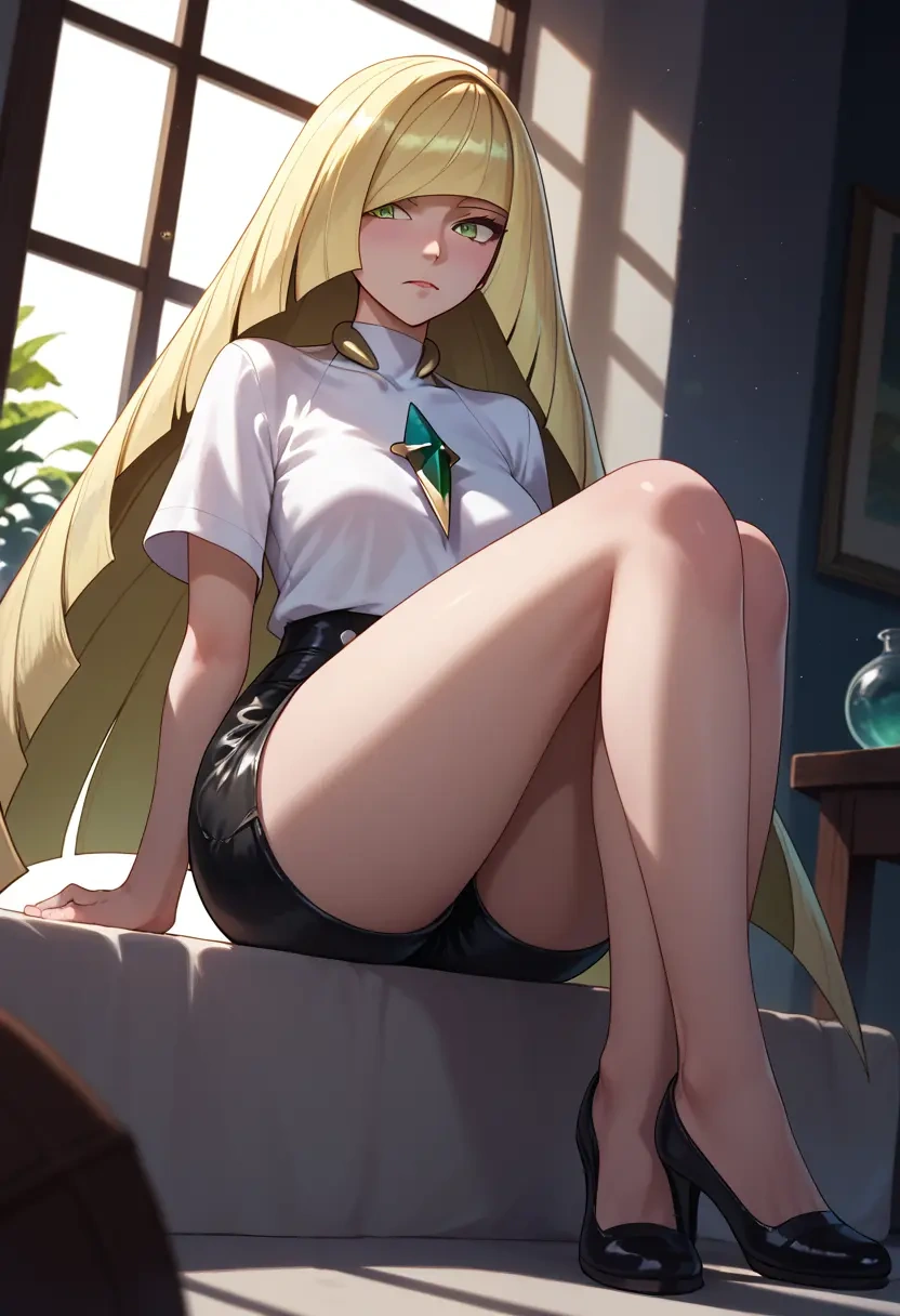 pokemon,lusamine_(pokemon),leather,shorts  - 