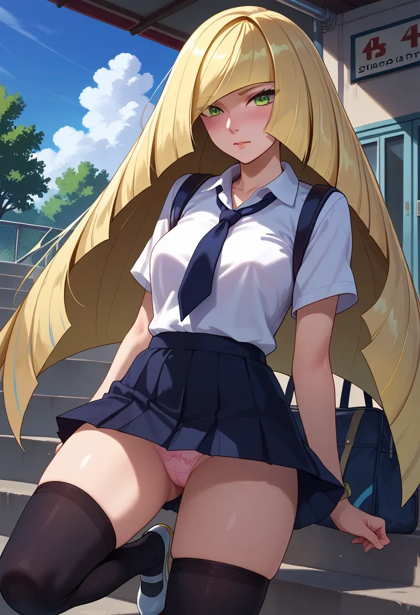 pokemon,lusamine_(pokemon),jk uniform, stockings  - 