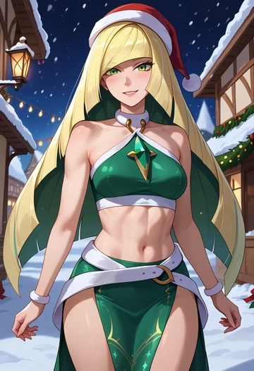 pokemon,lusamine_(pokemon),Christmas,dress  - AI generated anime art