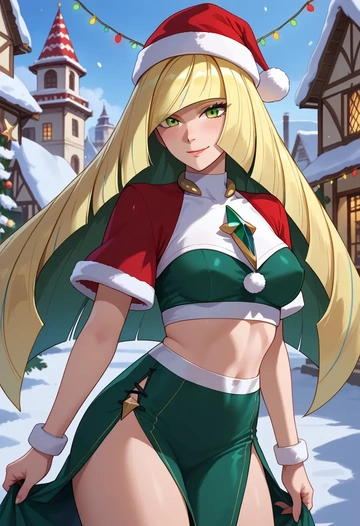 pokemon,lusamine_(pokemon),Christmas,dress  - AI generated anime art