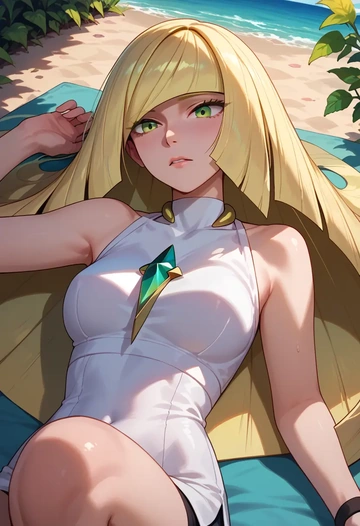 pokemon,lusamine_(pokemon),sports vest,capri leggings  - AI generated anime art