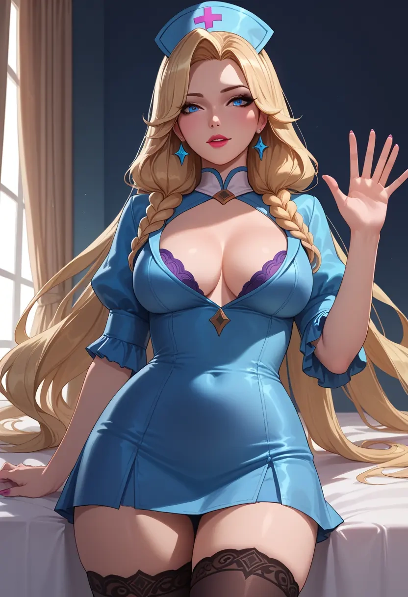 league_of_legends,lux_(league_of_legends),nurse pantyhose,mini skirt, sexy  - 