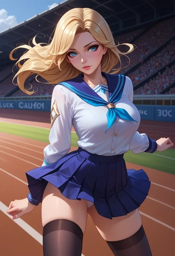 league_of_legends,lux_(league_of_legends),jk uniform, stockings  - AI generated anime art