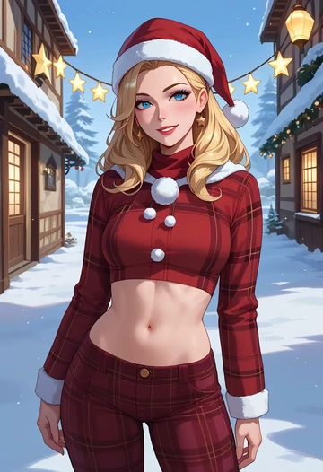 league_of_legends,lux_(league_of_legends),Christmas,plaid trousers  - AI generated anime art