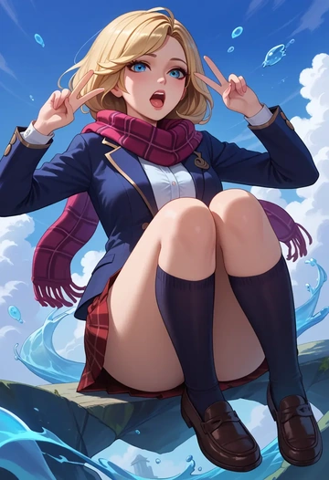 league_of_legends,lux_(league_of_legends),winter,student uniform,plaid skirt  - AI generated anime art