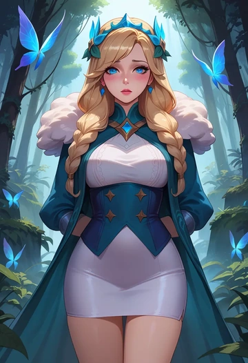 league_of_legends,lux_(league_of_legends),coat,long,double-breasted,pencil skirt  - AI generated anime art