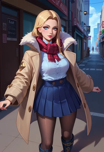 league_of_legends,lux_(league_of_legends),winter,student uniform,fur-trimmed coat  - AI generated anime art