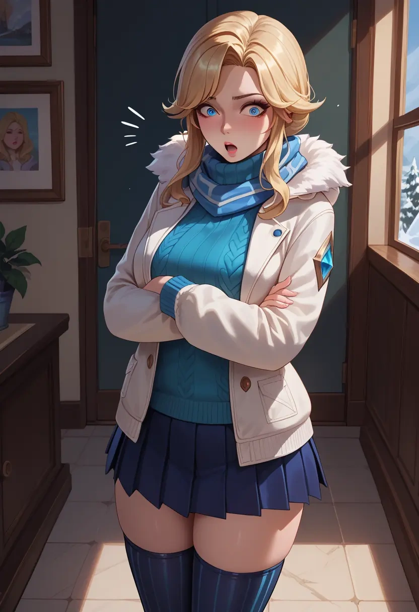 league_of_legends,lux_(league_of_legends),winter,student uniform,puffer jacket  - 