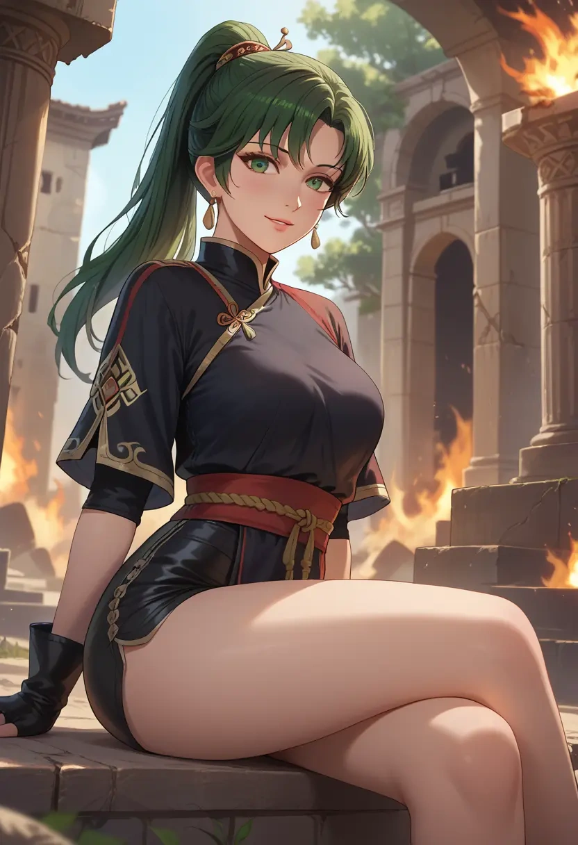 fire_emblem,lyn_(fire_emblem),leather,shorts  - 