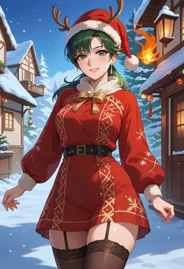 fire_emblem,lyn_(fire_emblem),sweater,stockings,Thigh garters  - AI generated anime art