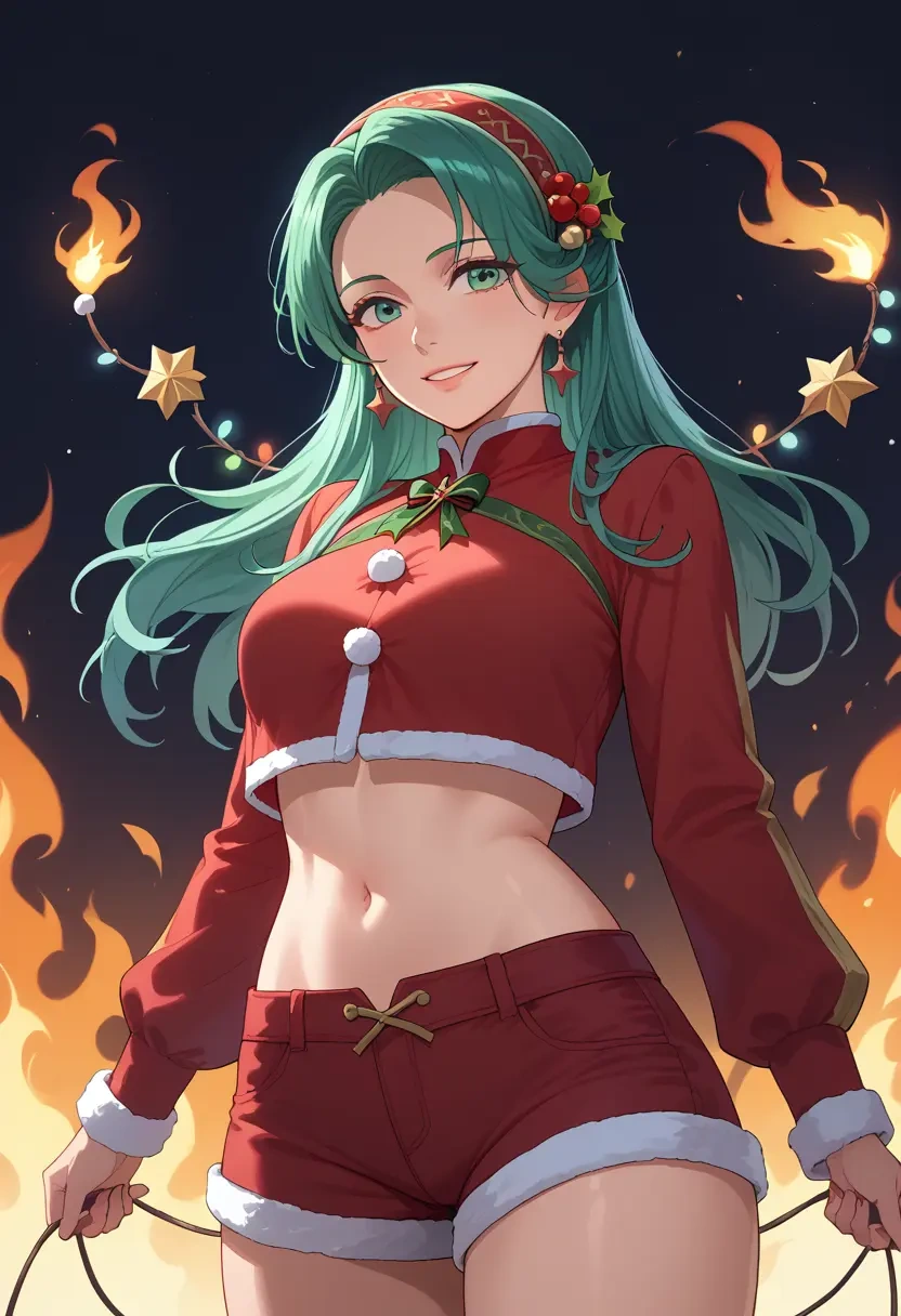 fire_emblem,lyn_(fire_emblem),Christmas,red velvet shorts  - 