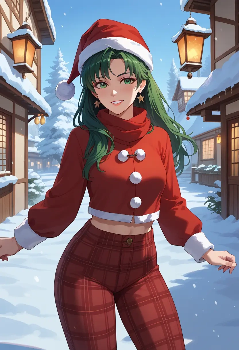 fire_emblem,lyn_(fire_emblem),Christmas,plaid trousers  - 